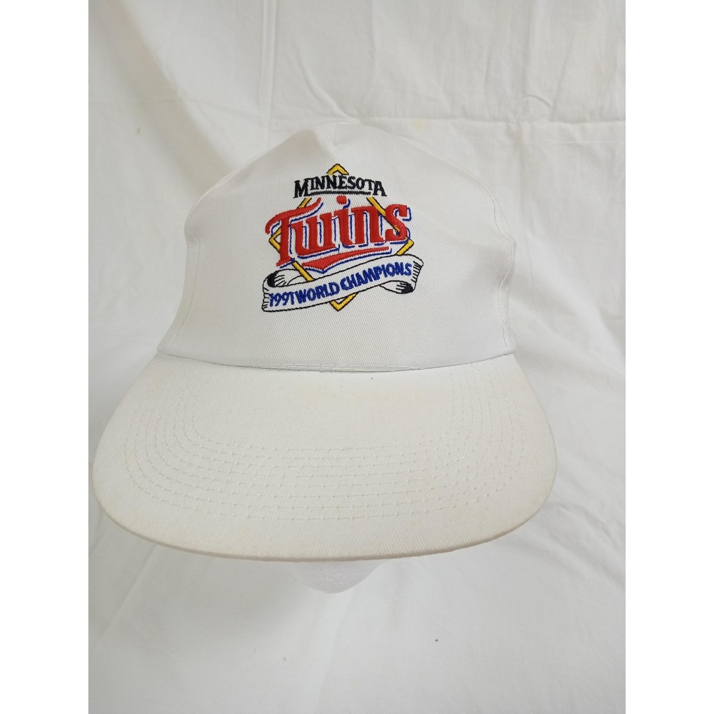 Vintage Minnesota Twins Hat Cap Snap Back White MLB Baseball 1991 Champions 90s